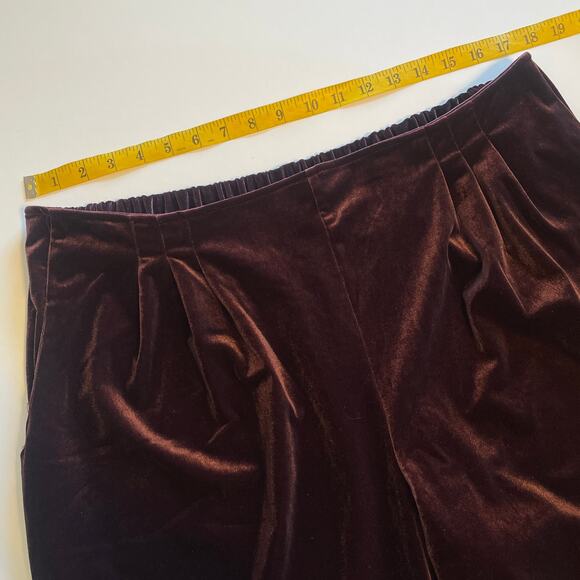 Marla Wynne Plum Velvet High Waisted Pants Womens XL Pull-on Pleated Velour - Picture 8 of 10